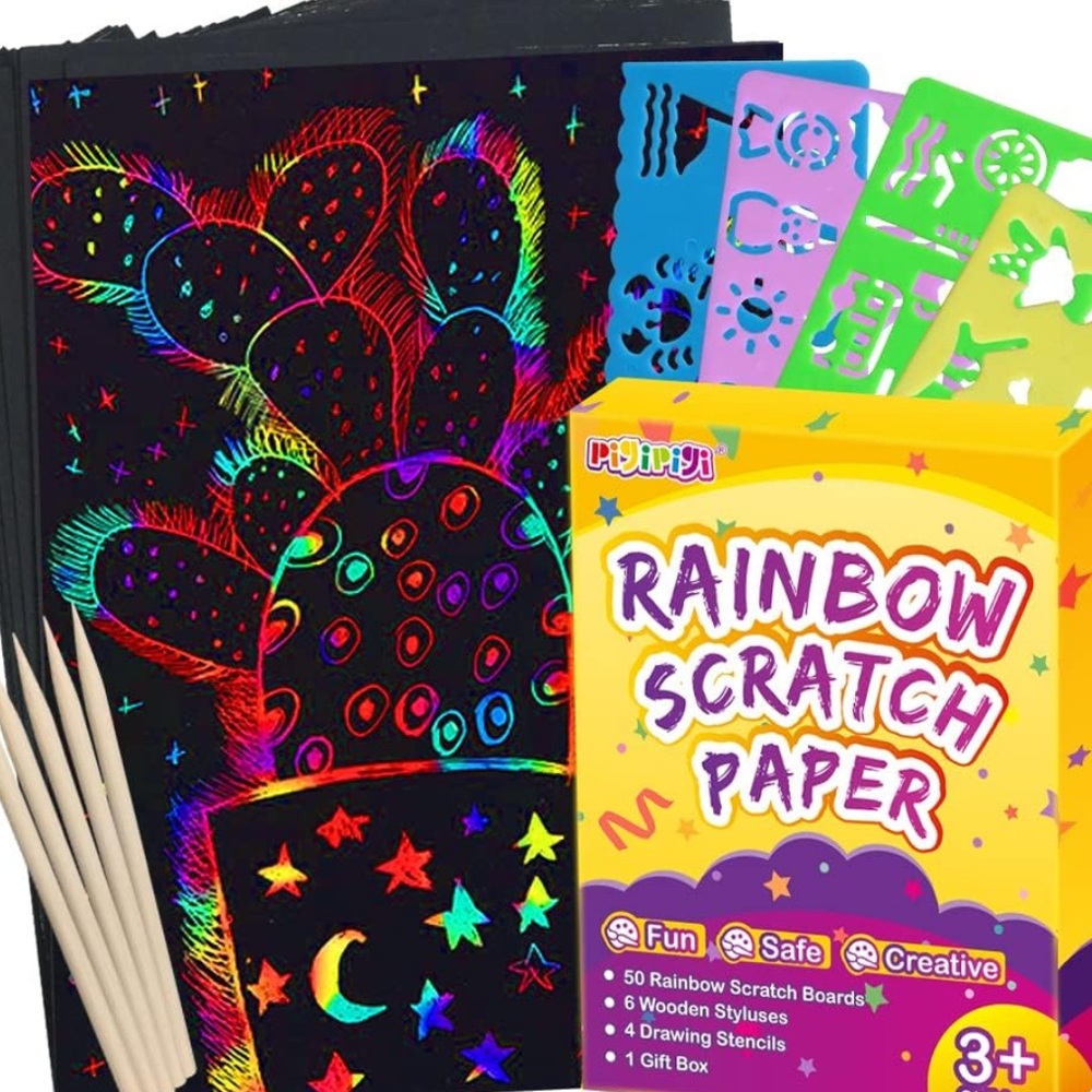 Pigipigi Rainbow Scratch Art Set 100 pieces fun snow day rainy day activity